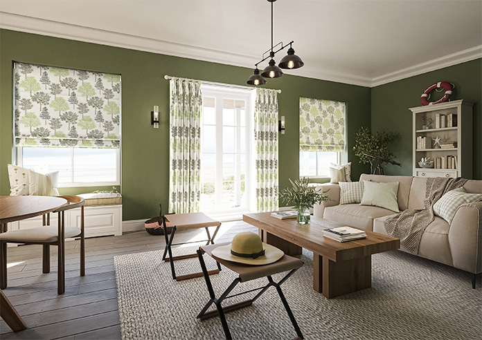 Coppice Faux Silk, Olive - Roman Blind - Image 6